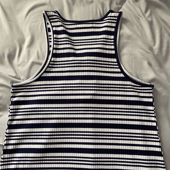 Navy Striped Sleeveless Summer Mini Dress - Picture 2 of 3